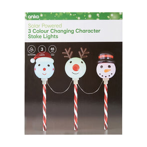Anko Solar Powered 3 Pack Colour Changing Character Stake Lights