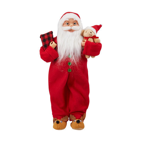 Large Night Time Santa with a Bear and a Pillow