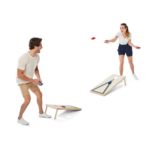 Bean Bag Toss Game 2 x Wooden Tables with 8 Coloured Bean Bags