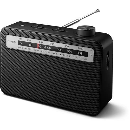 Philips TAR2506/79 Portable AM/FM Radio - Black / Classic Design Easy to Tune