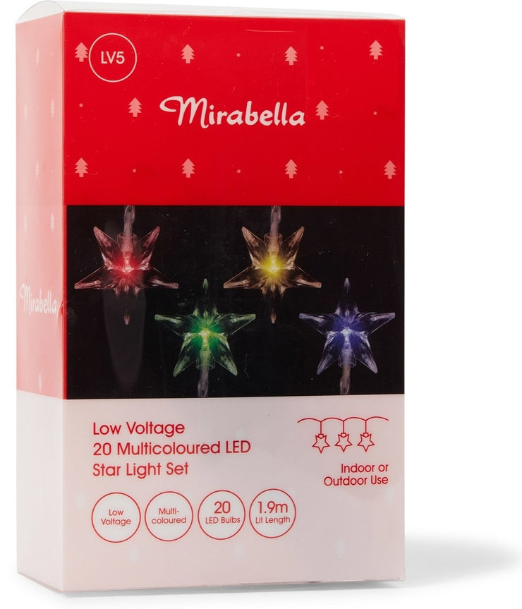 Mirabella Christmas Low Voltage 20 LED Star Light Set - Multi-Colour