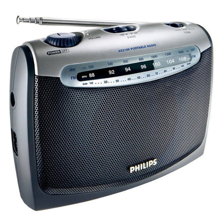 Philips AE2160 Portable FM AM Radio/AC Power Mains & Batteries/Earphone Jack 3.5