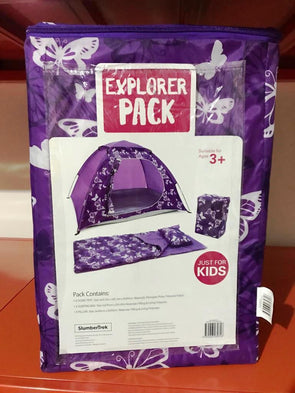 SlumberTrek Explorer Travel Kit/ Camping Pack for 3+ Kids- Purple/Blue