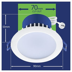 Deta 7W IP44 Tri-Colour Dimmable LED Downlight - 10 Pack