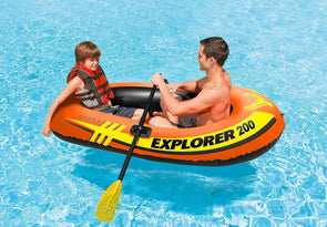 Intex Explorer 200 Set Two Person Inflatable 6ft Boat/48' Oar and Mini Hand Pump - TheITmart