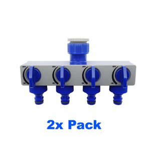 Aqua Systems 4 Way Tap Adaptor Outlet/ 3/4" & 1" Tap outlets/Hose Connector 2 Pk - TheITmart