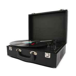 Buddee Portable Suitcase Turntable BT Stereo Out Speakers Rechargeable - Black - TheITmart