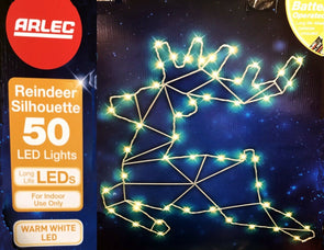 Arlec Metal 50 LED Lights Reindeer Silhouette Indoor Warm White Christmas Lights - TheITmart