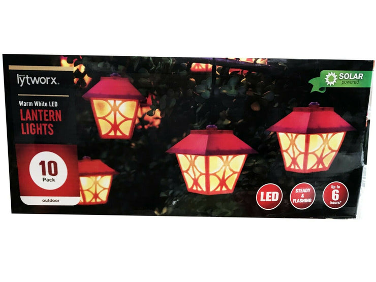 Lytworx Solar Outdoor Lantern Lights Festive Christmas Lights Warm White 10 Pack - TheITmart