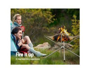 Portable Fire Pit BBQ Outdoor Camping Wood Burner Fireplace Heater Mesh Fire Pit - TheITmart