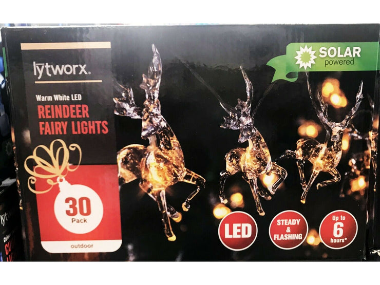 Lytworx Solar Reindeer Fairy Lights LEDs/Outdoor Festive Christmas Light 30 Pack - TheITmart