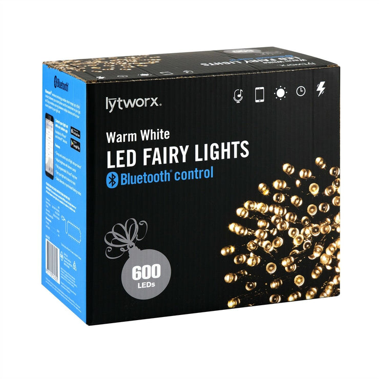 30m Lit LED Fairy Lights with Bluetooth Control 600 Pack - Warm White Xmas LED - TheITmart