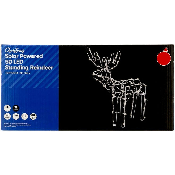 Christmas Solar Powered 50 LED Standing Reindeer/65cm/Free Standing Outdoor - TheITmart