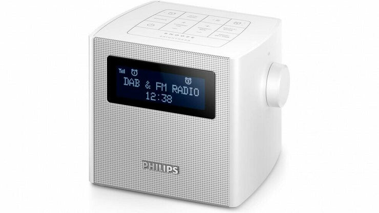 Philips AJB4300W Portable DAB+/FM Clock Radio/Dual Alarm/20 Stations/USB output - TheITmart