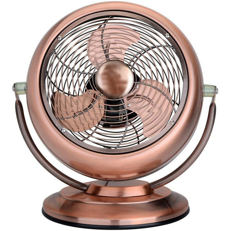 Fenici 20cm FZ-20M06CO Metal Retro Desk Fan Copper/3 Speeds/Metal Housing/Tilt - TheITmart