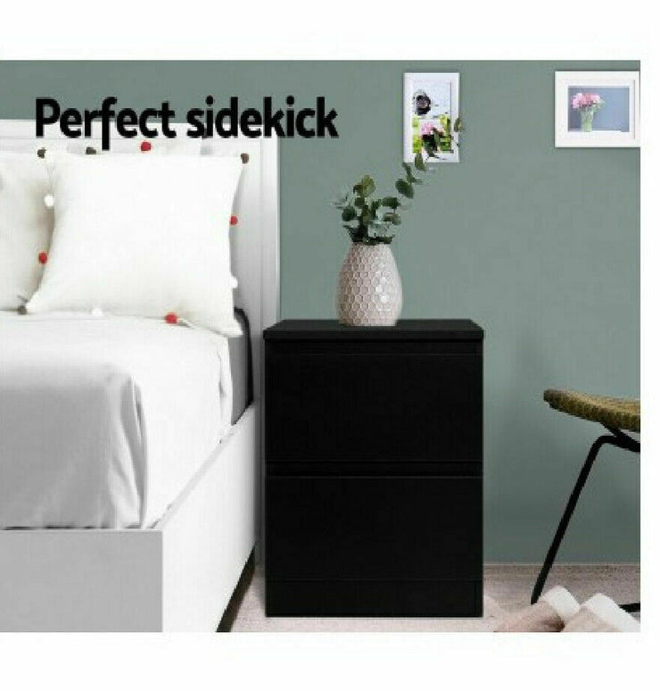 Artiss Bedside Tables Drawers Side Table Bedroom Furniture Nightstand Black Lamp - TheITmart
