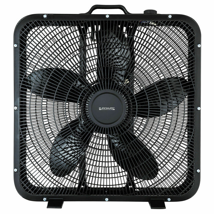 Euromatic 50cm Box Floor Fan/5 Blades/3 Fan Speeds/Metal Frame/handle Black - TheITmart