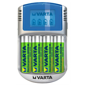 Varta AA/AAA LCD Battery Charger With 4 AA Rechargable Batteries/LCD Screen - TheITmart