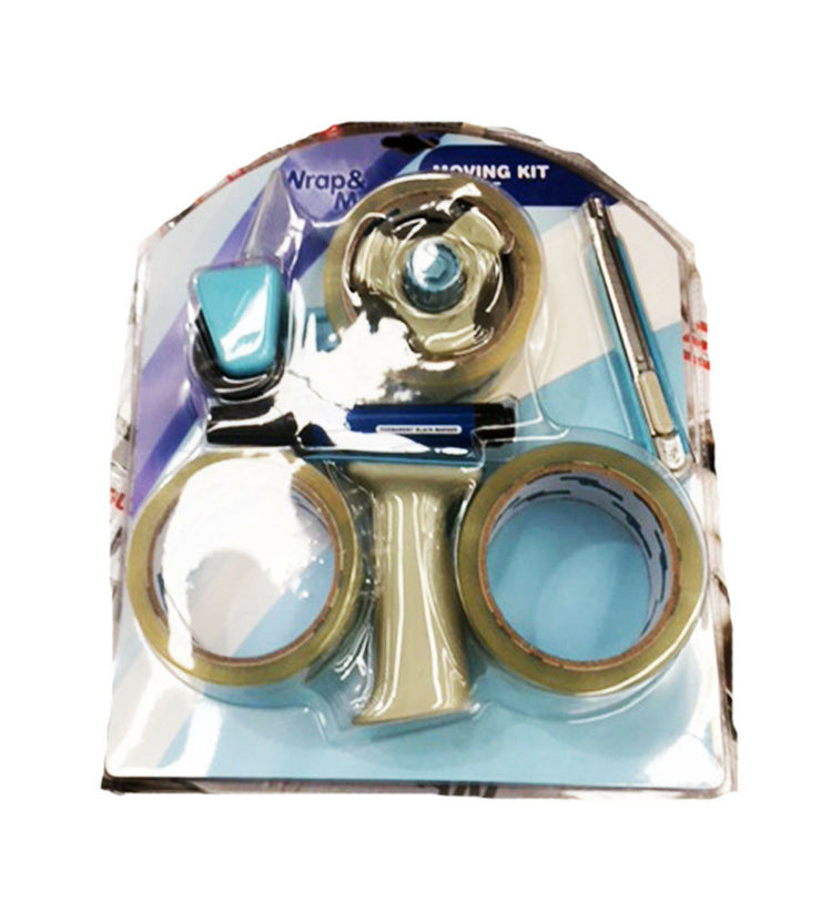 6 piece Moving Kit/Tape Gun/Clear Tape/Permanent Marker/Packing Kit/cutter/knife - TheITmart