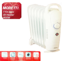Moretti 7 fin 800w Mini Oil Heater/Adjustable Tempeature/Overheat Protection - TheITmart