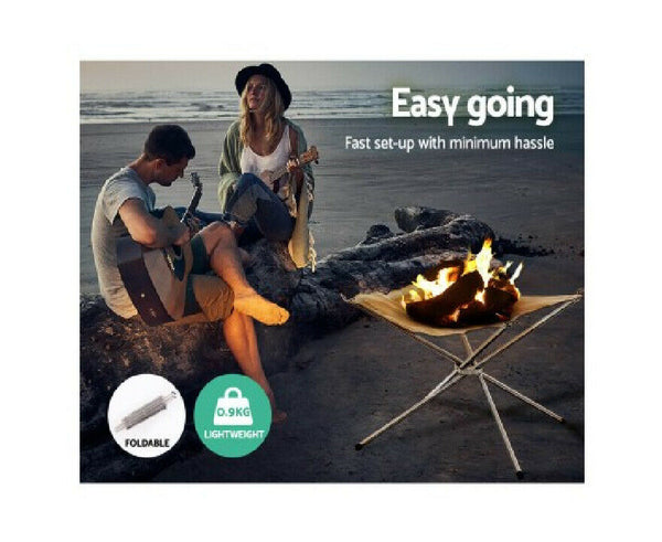 Portable Fire Pit BBQ Outdoor Camping Wood Burner Fireplace Heater Mesh Fire Pit - TheITmart