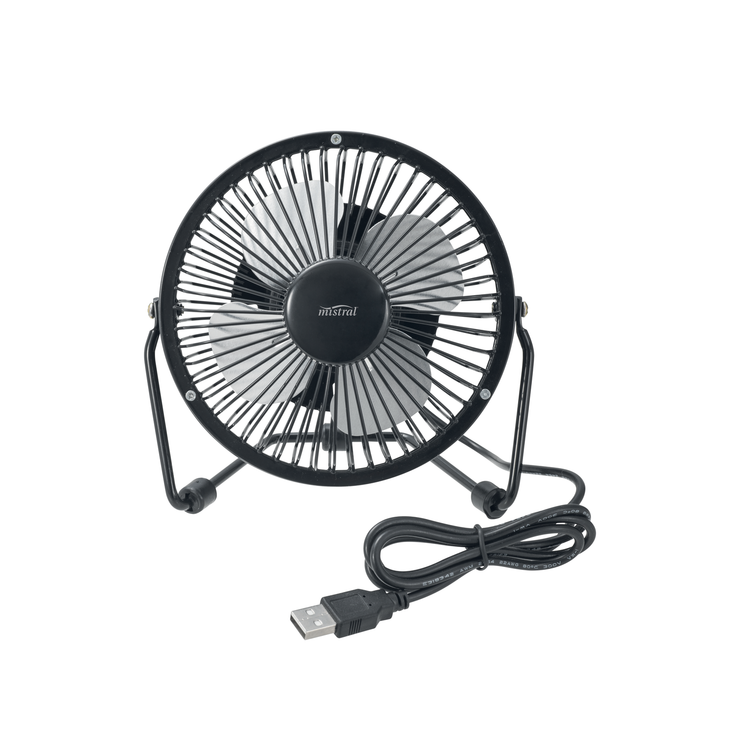 Mistral 10cm USB Mini Desk Fan 5v USB Metal Black Fan Quiet fan Tilting head Adj - TheITmart