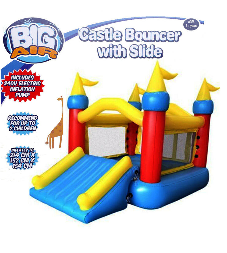 Big Air Bouncing Castle Bouncer with Slide/Netted Walls/Electric Inflation Pump - TheITmart