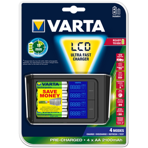 Varta Ultra Fast AA/AAA LCD Battery Charger/Ni-MH Batteries/Car Charger/3 Modes - TheITmart