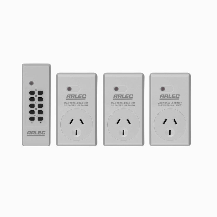 Arlec Remote Controlled Power Outlets/30m Range/Easy to Setup/Wireless - 3 Pack - TheITmart