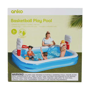 Basketball Inflatable Play Pool - Blue & White/ Suitable for 3+ Years