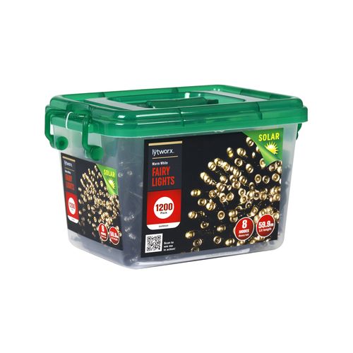 Lytworx 1200 LED Warm White Solar Fairy Lights/59.9m lit length