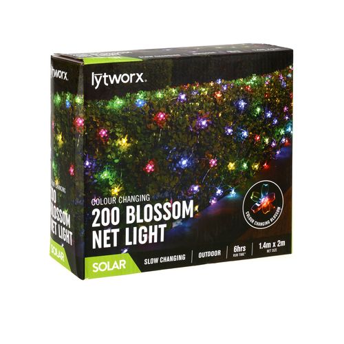 Lytworx 1.4m x 2m  Colour Changing Solar Blossom Net Light - 200 Pack