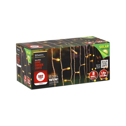 Lytworx 1.8m x 1.8m Warm White 192 LED Solar Dome Curtain Lights