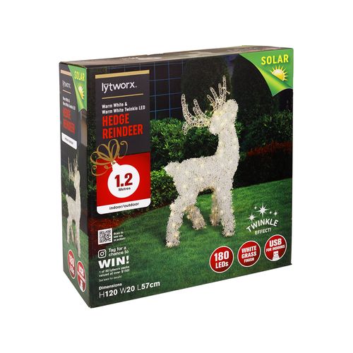 Lytworx 180 LED Warm White Solar Hedge Reindeer