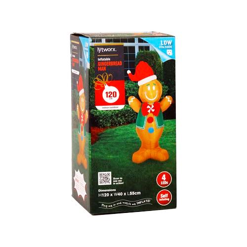 Lytworx Low Voltage 1.2m Inflatable Gingerbread Man/Suitable indoor/outdoor