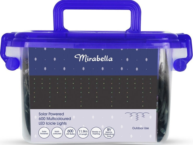 Mirabella Christmas Solar Powered 600 LED Icicle Lights - Multi-Colour