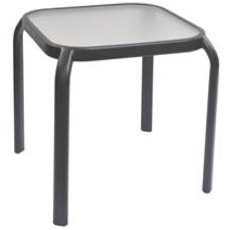 Marquee Square Glass Top Charcoal Steel Side Table/5mm Tempered Glass Table Top