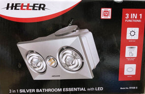 Heller 2 x 275W Silver Ducted Heater and Exhaust Fan / Stylish Design