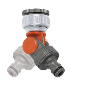 GARDENA 13mm Angled Swivel Tap Connector/Suits 1" & 3/4" taps & 13mm hose connectors