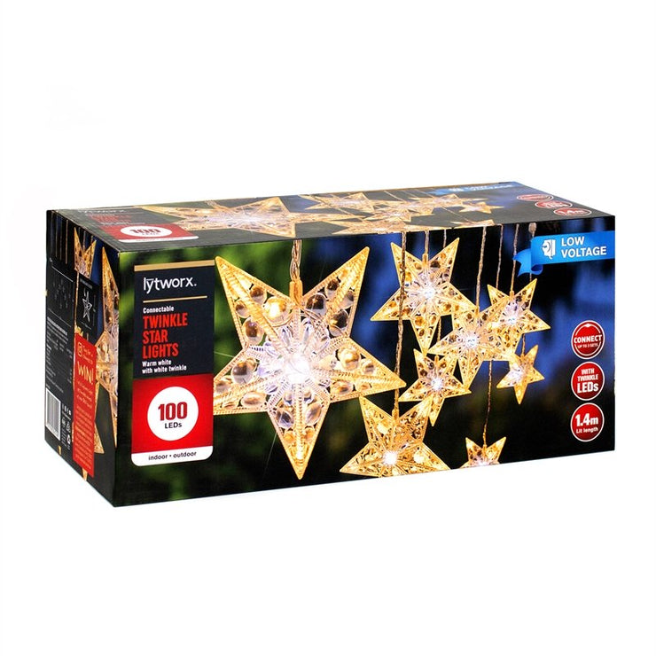 Lytworx 100pk Connectable Twinkle Star Lights/ 1.4m Warm White LED