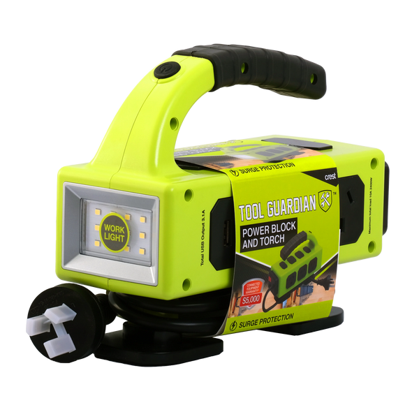 Crest Tool Guardian 5 Socket Power Board with Worklight and USB Charging