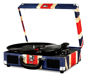 Portable Suitcase Turntable with Stereo Speaker, 3 Speed Belt Drive Vinyl Record Player