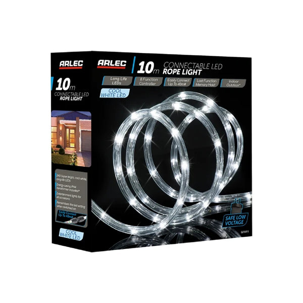 Arlec 10m Festive LED Light Rope 8 Functions Memory Hold / Indoor & Outdoor