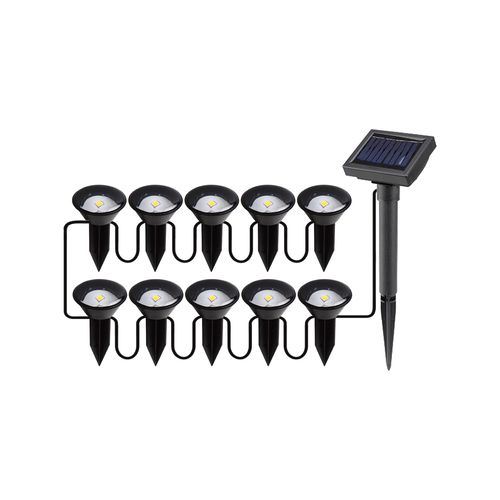 Click 6.6cm Black Mini Solar Spotlights/Waterproof Warm White 10 Pack