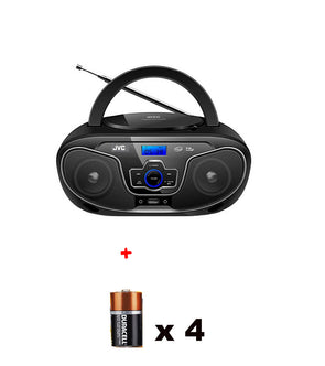 JVC Portable Bluetooth CD Player Boombox/USB/FM Radio/LCD Display With Batteries - TheITmart