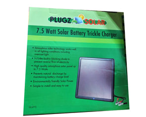 Plugz Solar 7.5W Solar Panel Battery Trickle Charger 12v Battery Charger - TheITmart