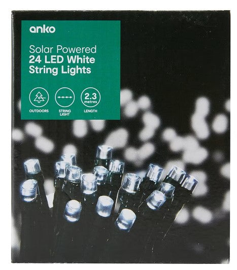 Solar Powered 24 LED White String Lights