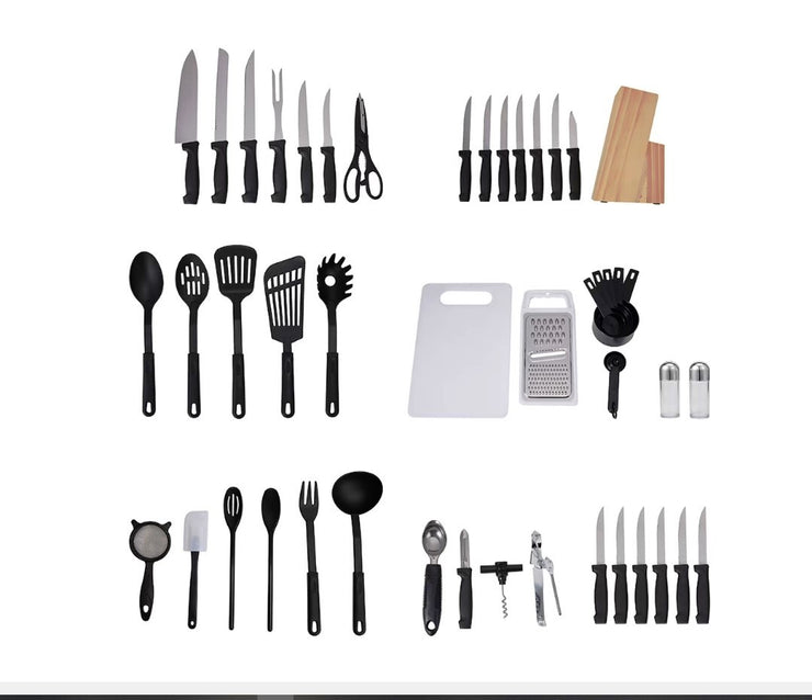 50 Piece Stainless Steel Utensil Set / Ideal For Home & Camping, Outdoor