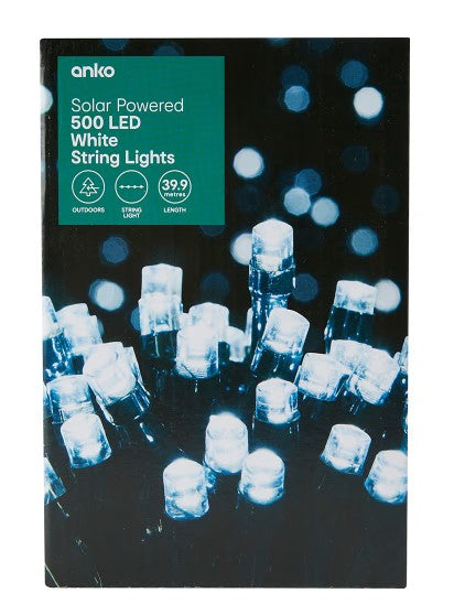 Solar Powered 500 LED White String Lights