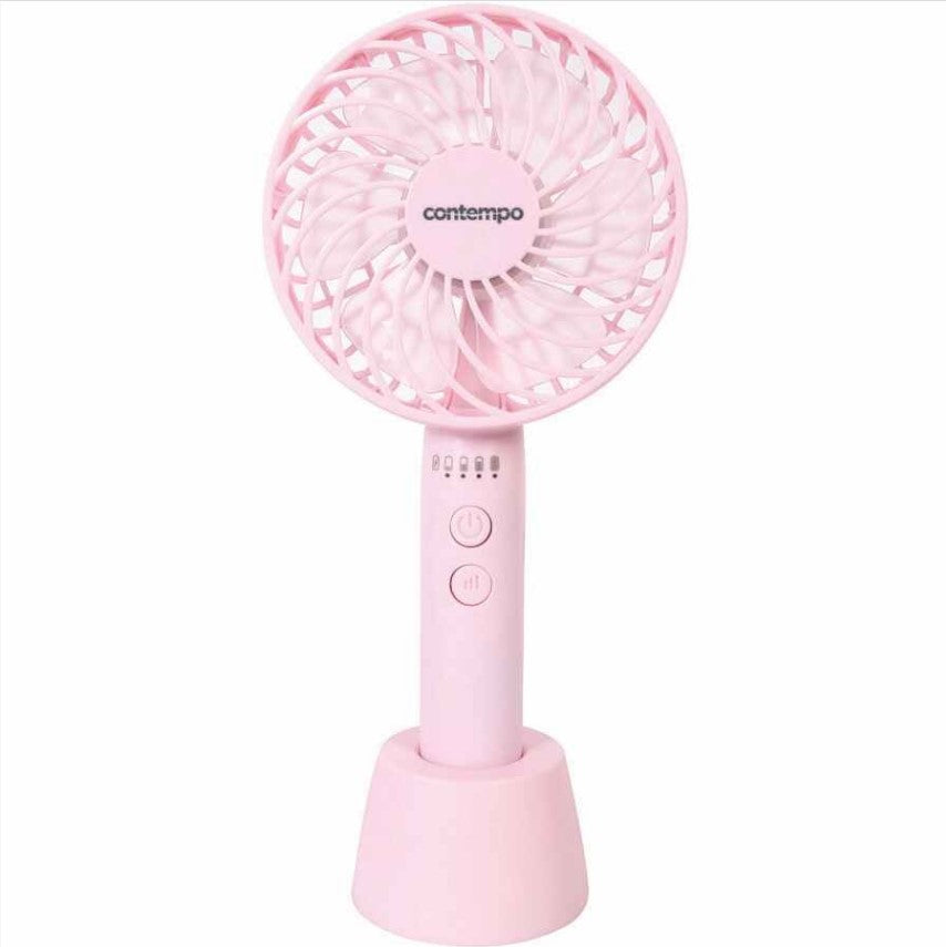 Contempo 10cm Rechargeable Handheld Fan Pink TheITmart